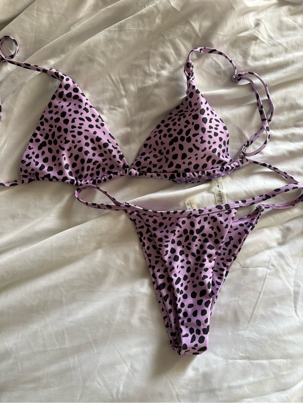 Zaful Purple Leopard Print Triangle Bikini Set - Women